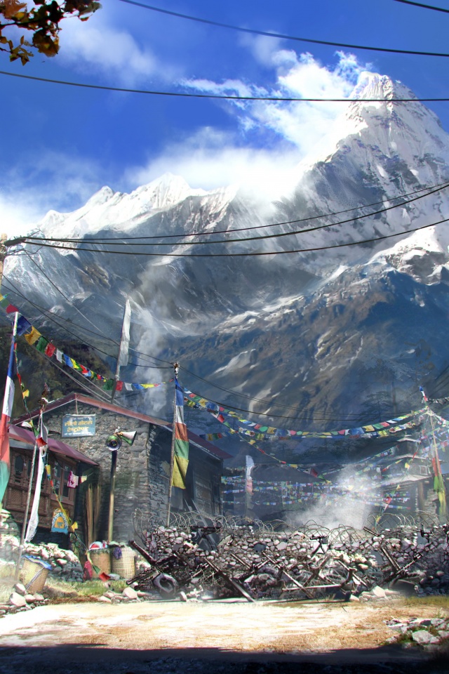 Загороженная улица в горах обои