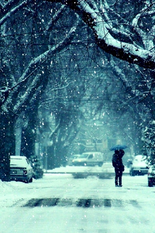 Зимняя улица обои