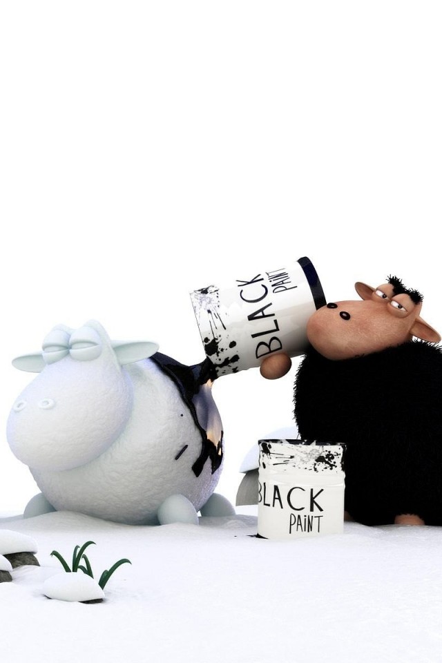 Овечки лепят снеговиков обои