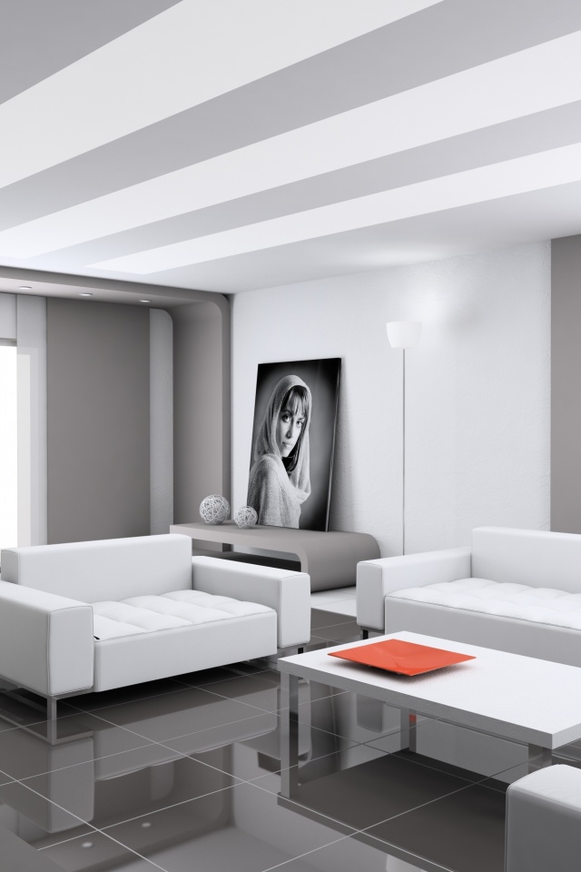 Белая гостинная обои