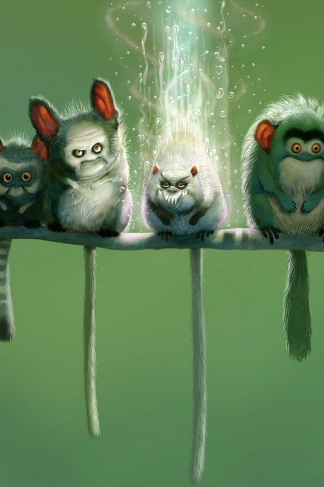 Существа на ветке обои