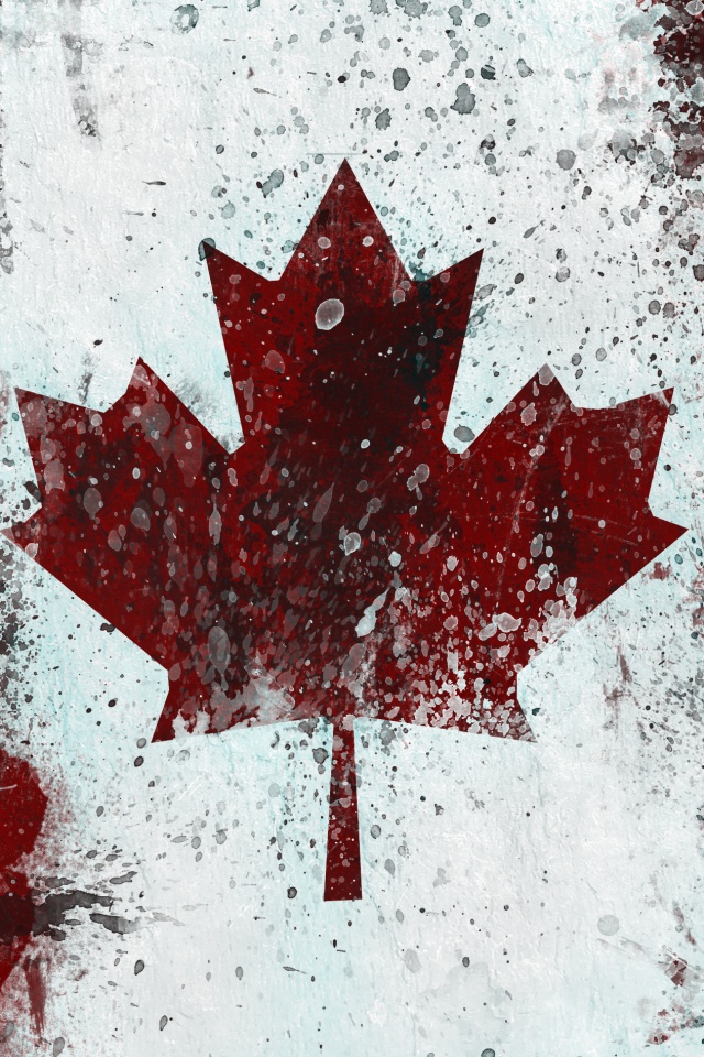 Флаг Канады нарисованный краской обои