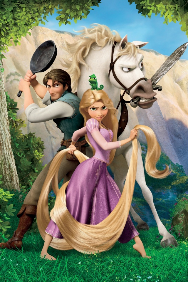 Рапунцель, Флин, Максимус и Паскаль обои