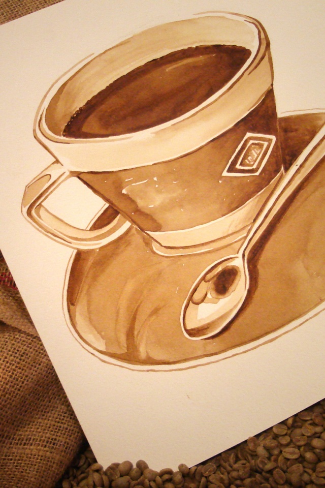 Нарисованная чашка кофе обои