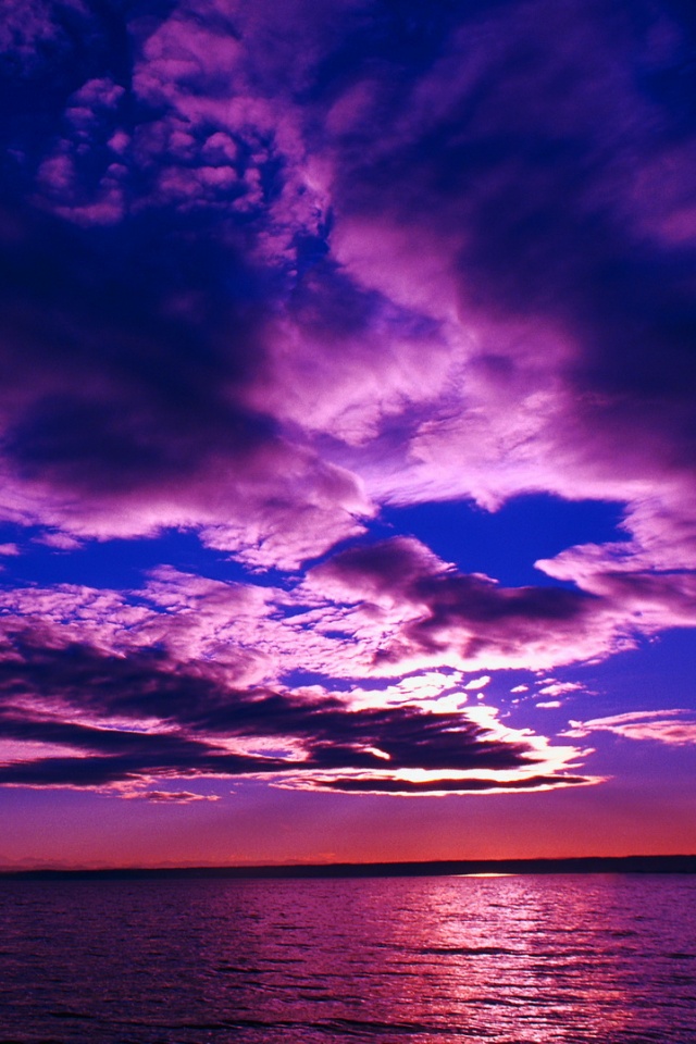 Фиолетовое закатное небо обои