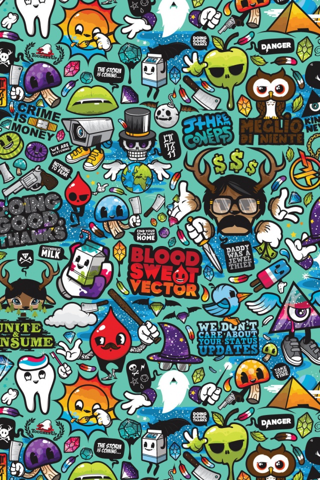 Коллаж из мультяшных картинок обои