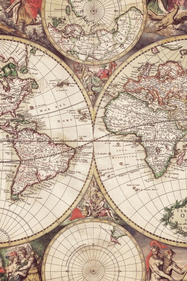 Старинная карта мира обои