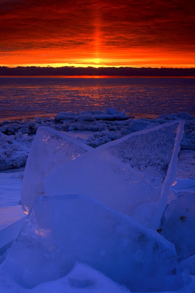Река на закате обои