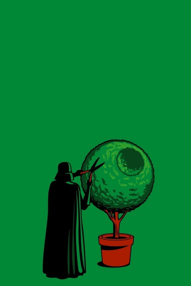 Дарт Вейдер постригает куст обои