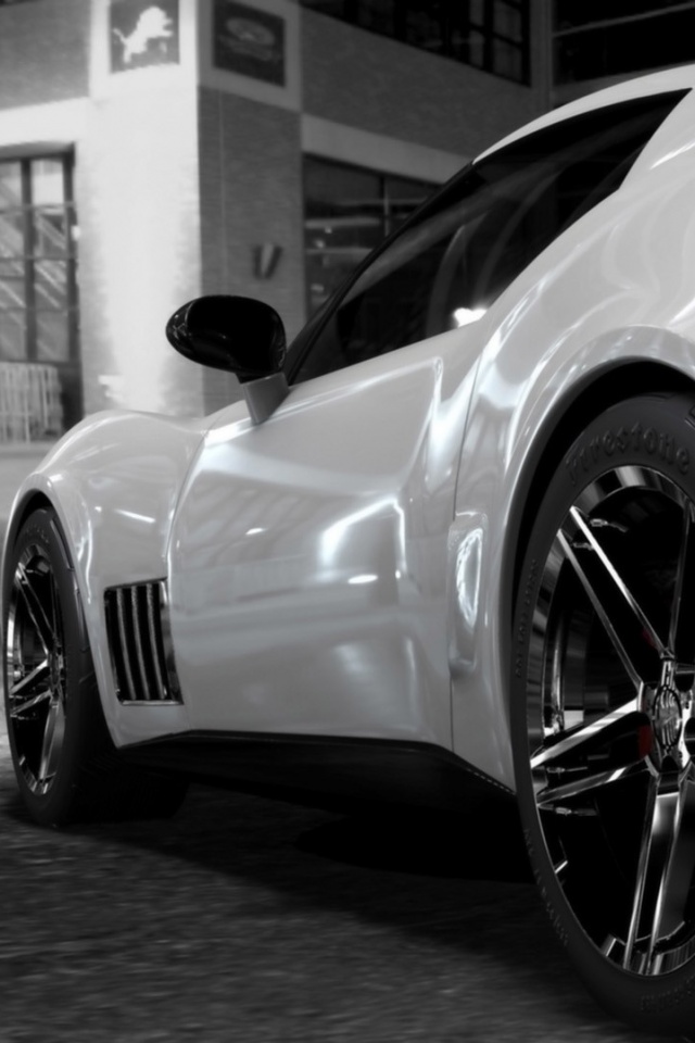 Белый Корвет обои