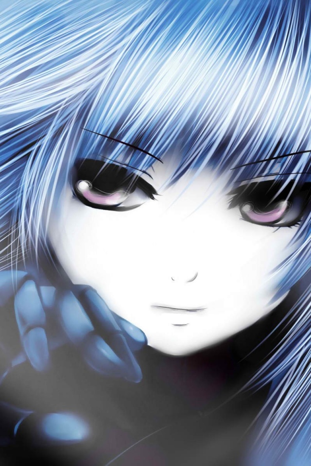 Девушка с голубыми волосами обои