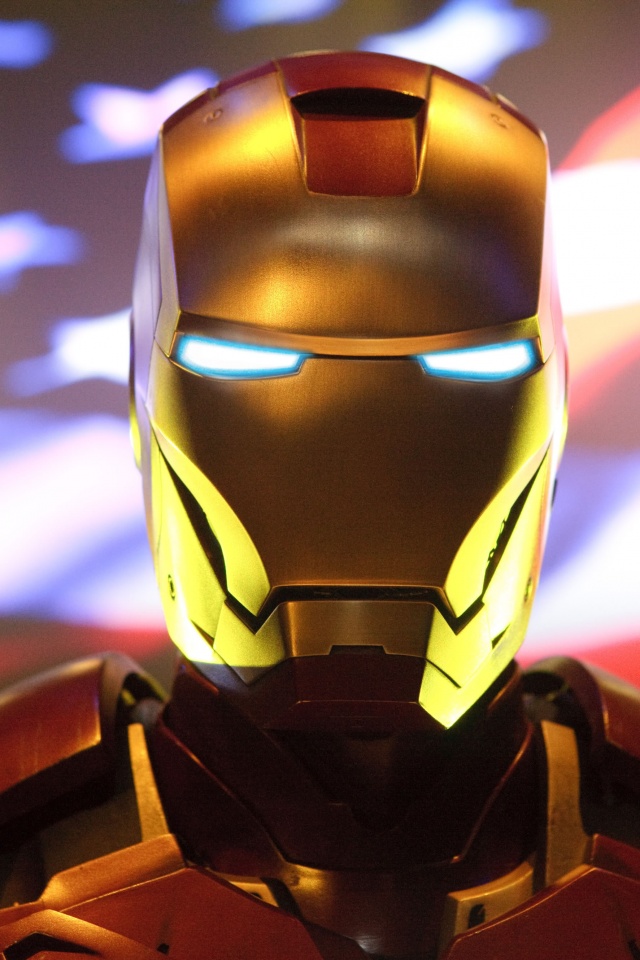 Железный человек на фоне американского флага обои