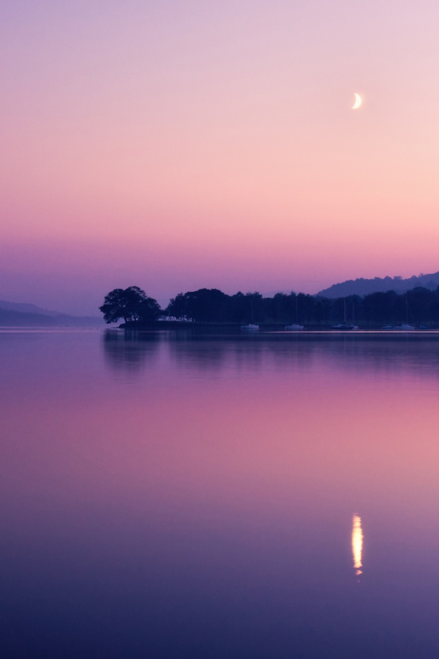 Сумерки над озером обои