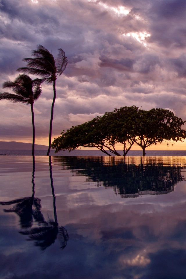 Восход над озером обои