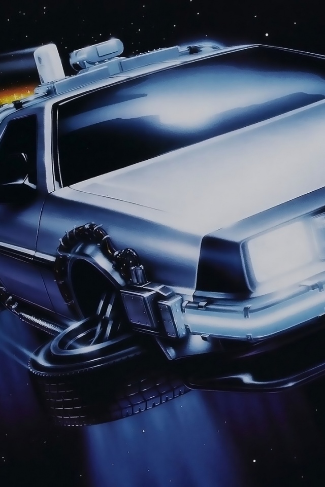 Летающий Делореан обои