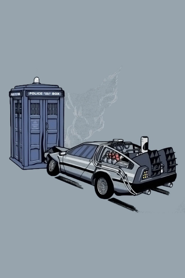Что будет если ДеЛореан врежется в Тардис? обои