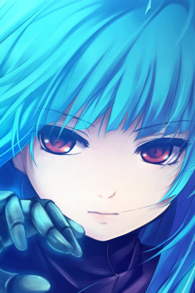 Аниме девушка с голубыми волосами обои