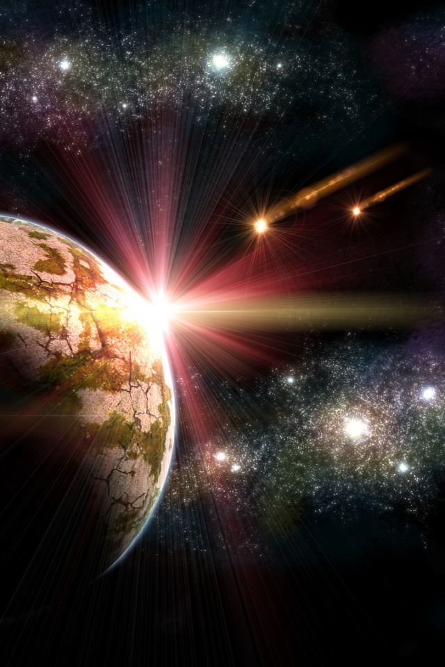 Кометы пролетают вблизи планеты обои