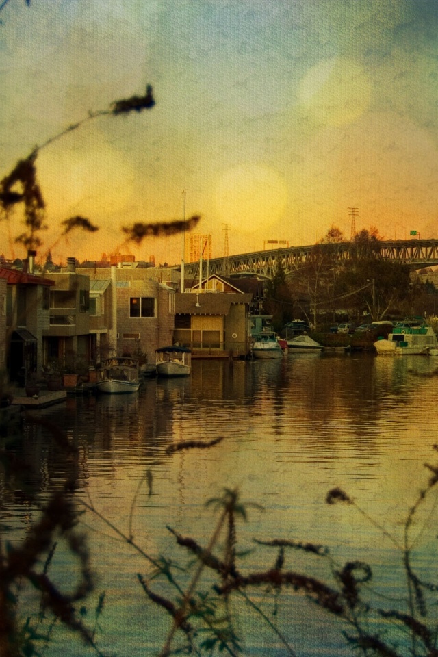 Городок на реке обои