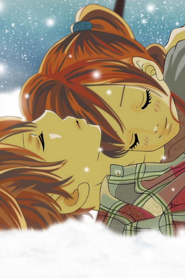 Двое на снегу из Bokura Ga Ita обои