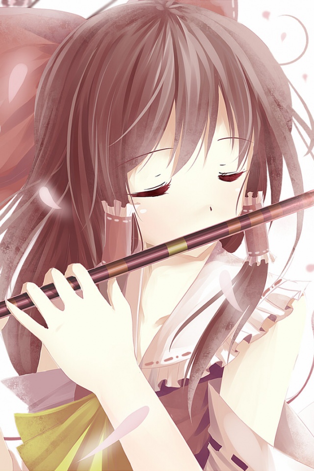 Девочка играет на флейте обои