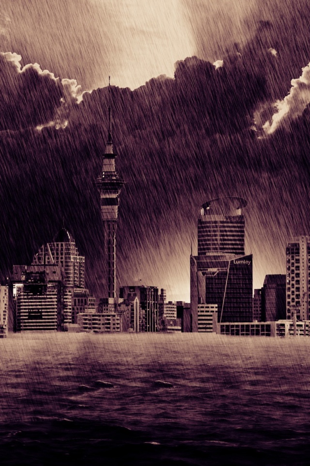 Гроза над городом обои