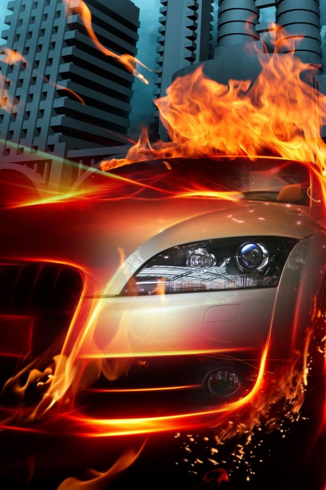 Ауди в огне обои