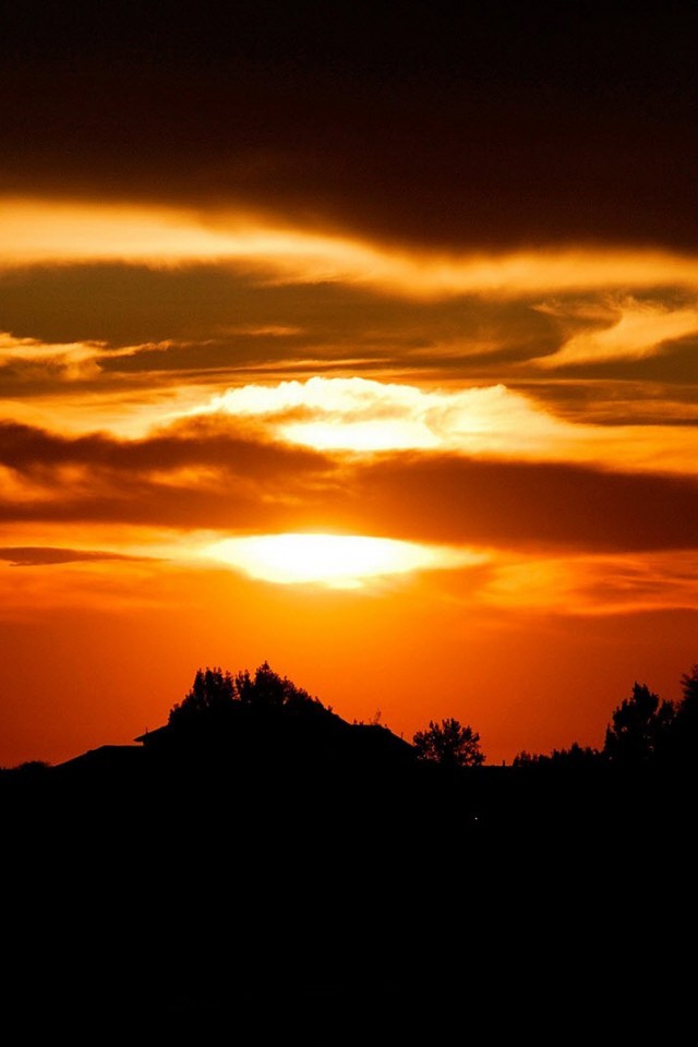 Оранжевый закат обои