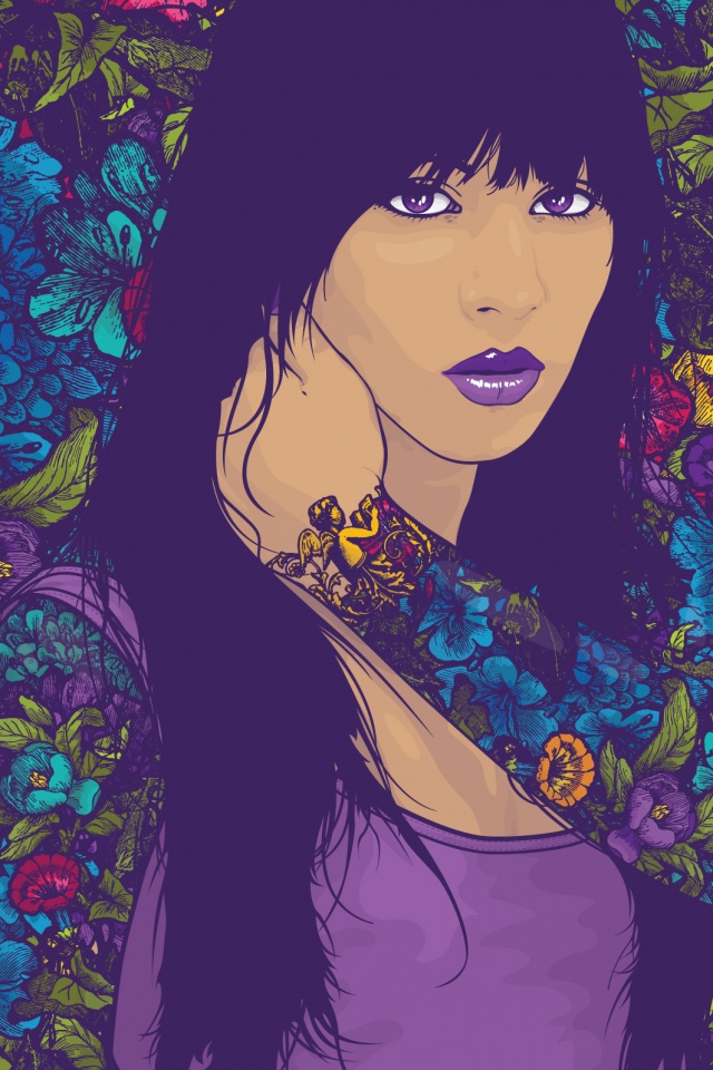 Девушка с цветочной тату обои