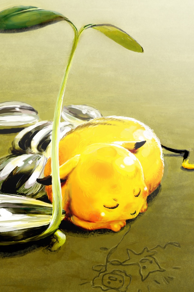 Пикачу отдыхает обои