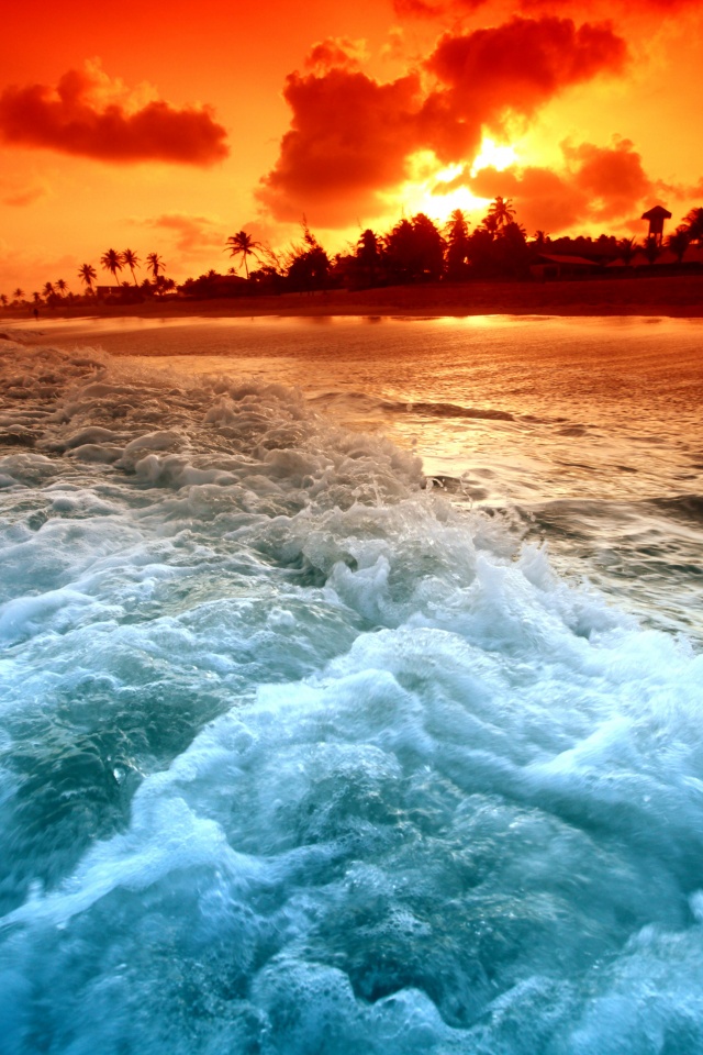 Огненный пляж обои