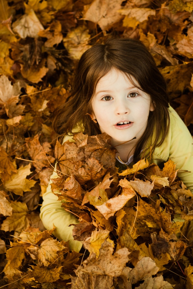 Девочка и осень обои