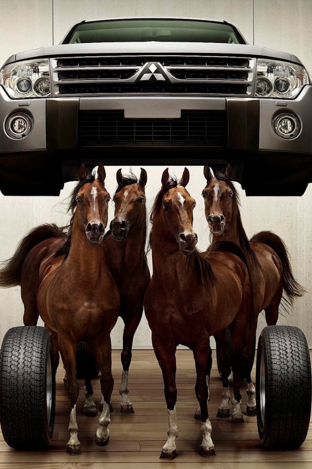 Лошадинные силы - принт Митсубиси обои