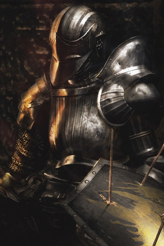 Поверженный рыцарь в доспехах обои