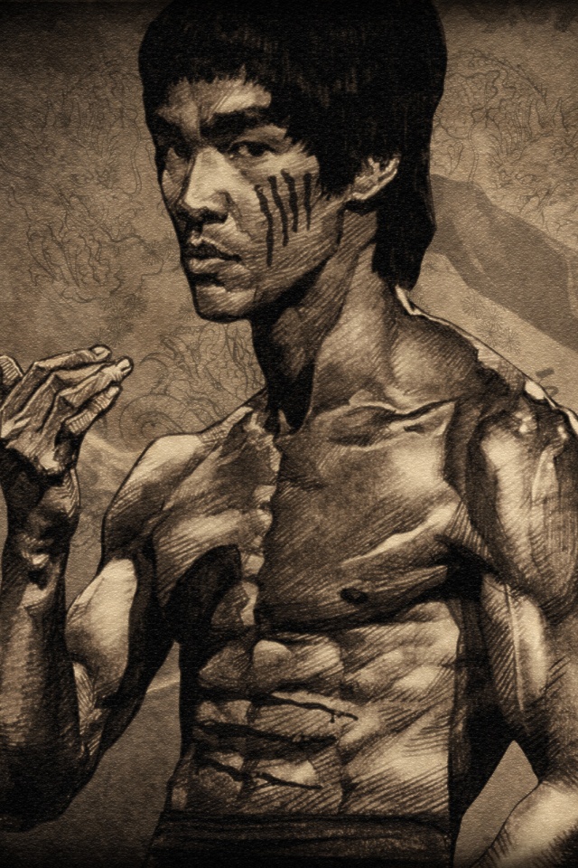 Портрет Брюса Ли обои