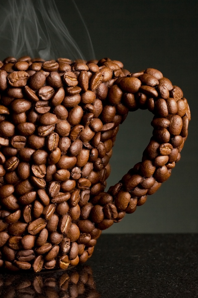 Кружка из кофейных зерен обои