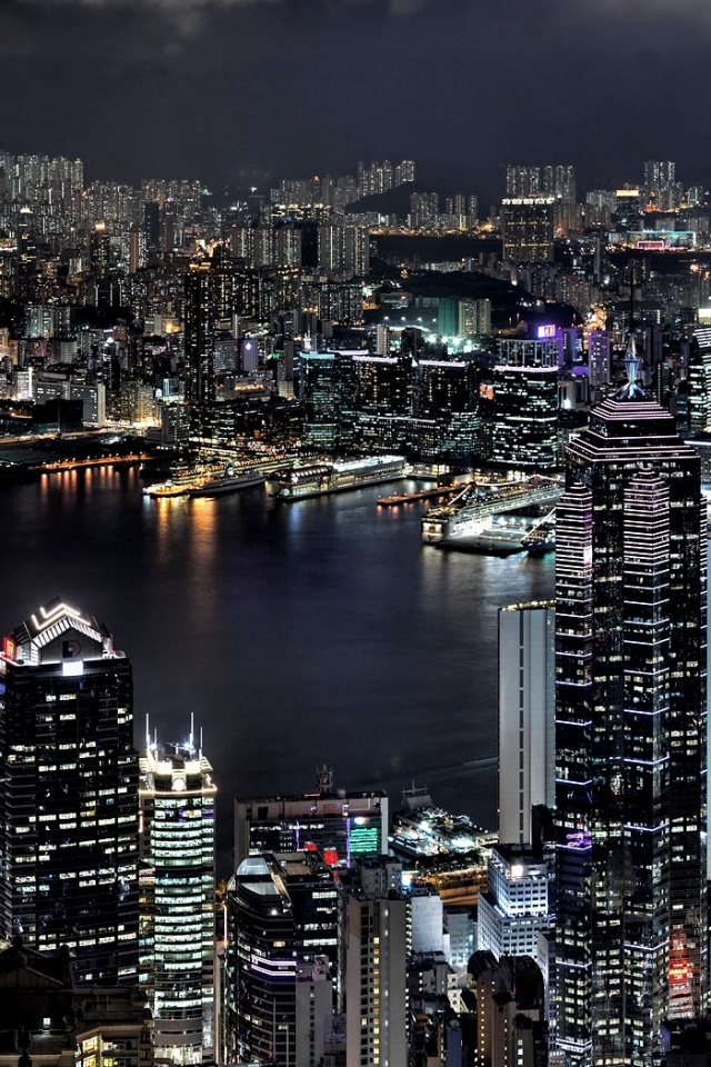 Небоскребы ночью обои