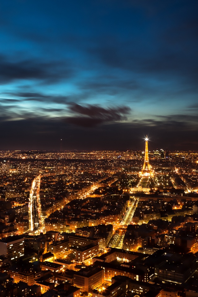 Вид на ночной Париж обои