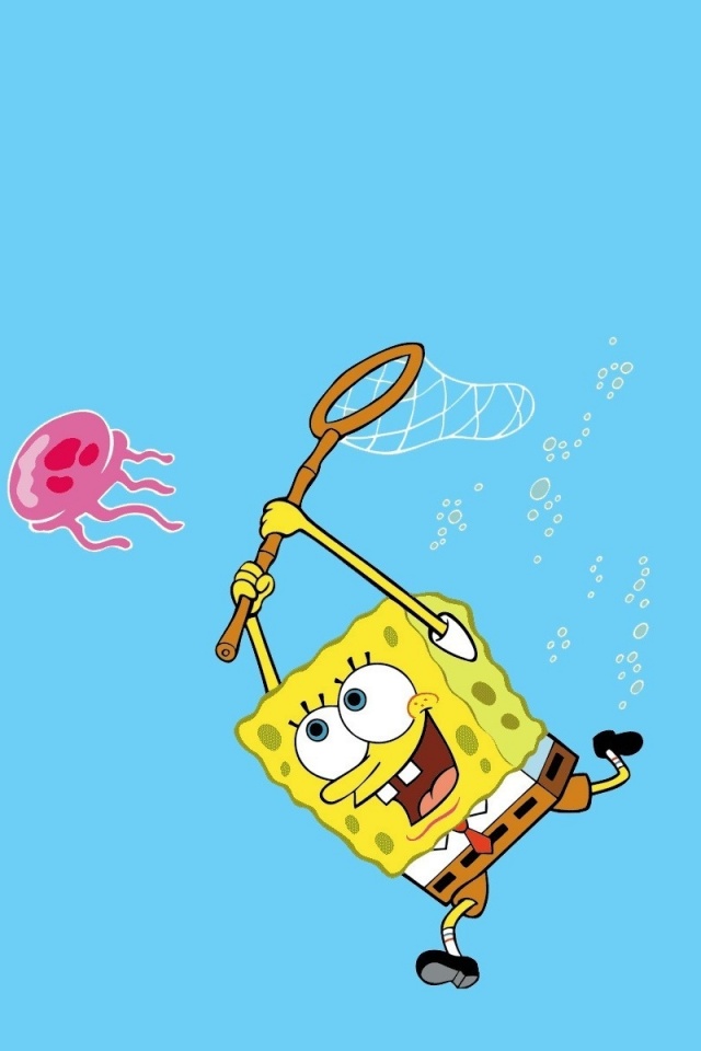 Губка Боб гонится за медузой обои