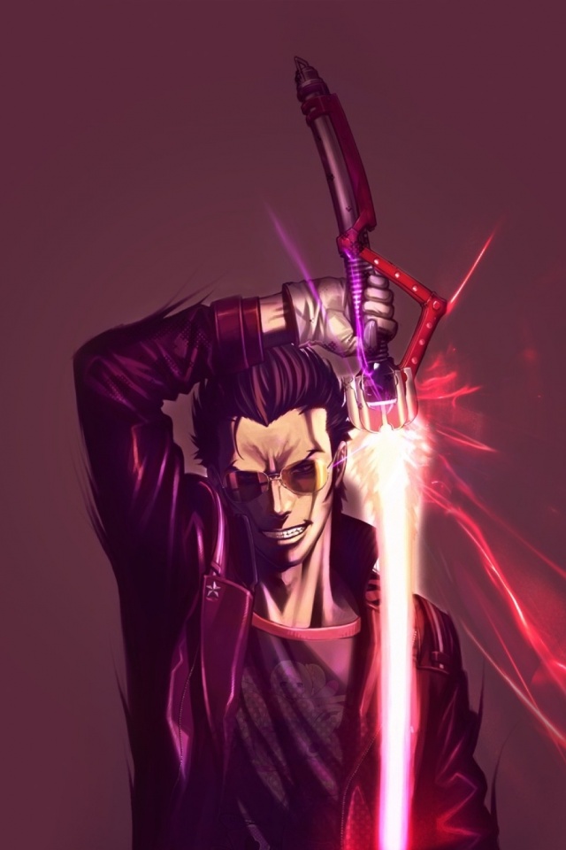 Мужик с зверским световым мечом обои