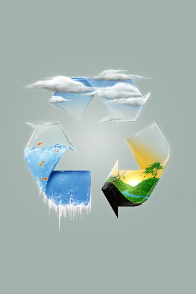 Круговорот воды в природе в значке переработки обои
