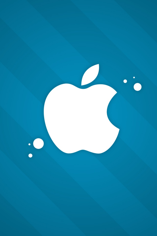 Логотип Apple на фоне голубых полос обои
