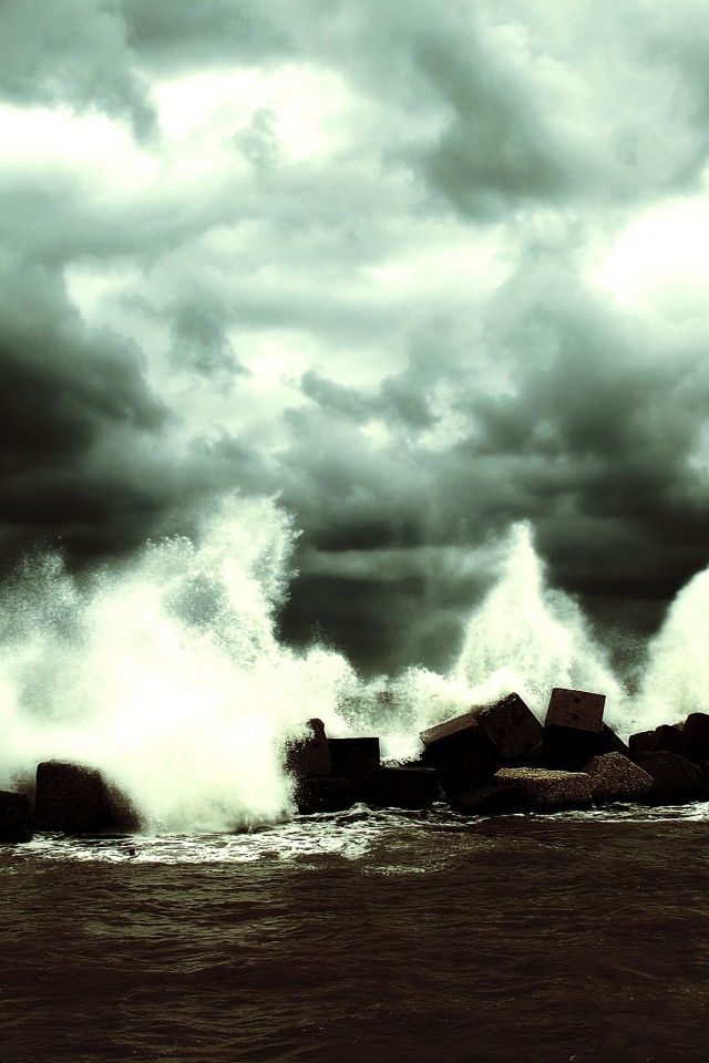 Буря в океане обои