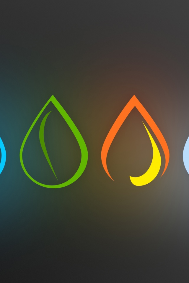 Четыре стихии в каплях обои