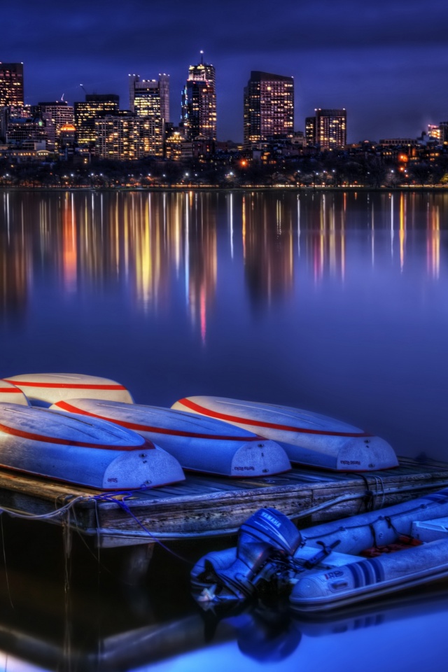 Ночной Бостон обои