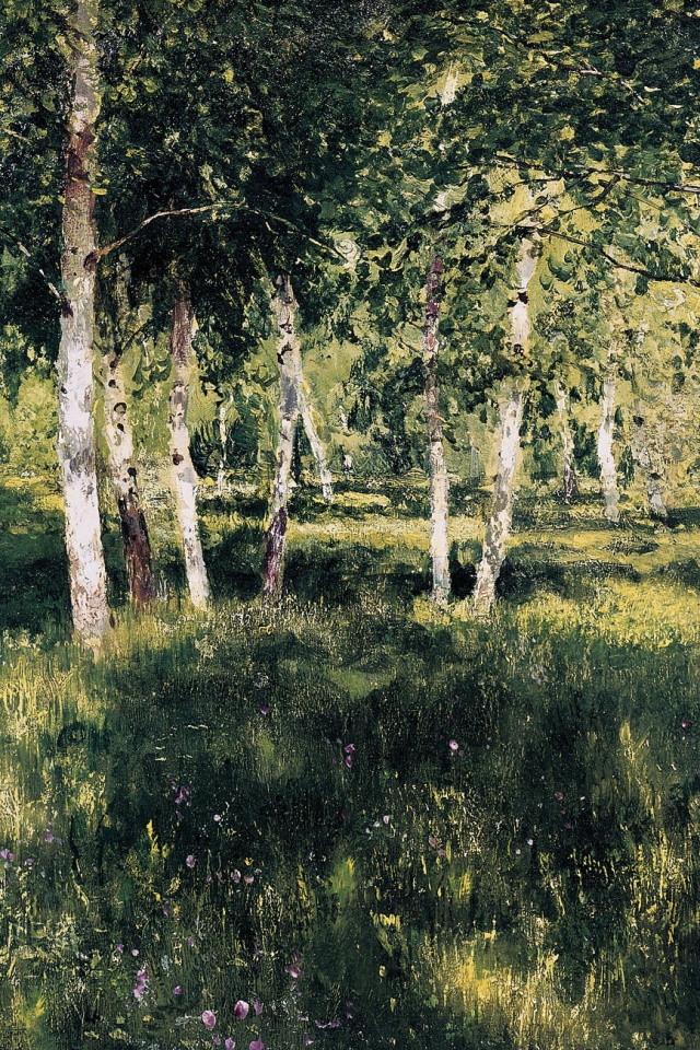Левитан "Берёзовая роща" обои