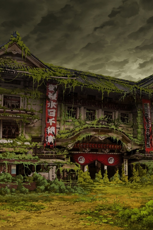 Заброшенное японское здание обои