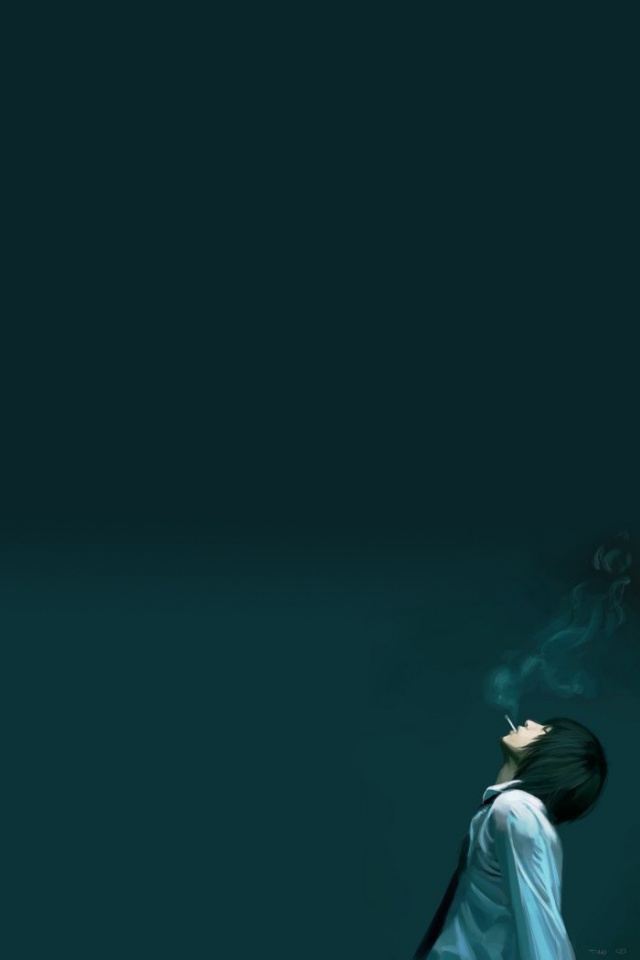 Курящий в углу обои