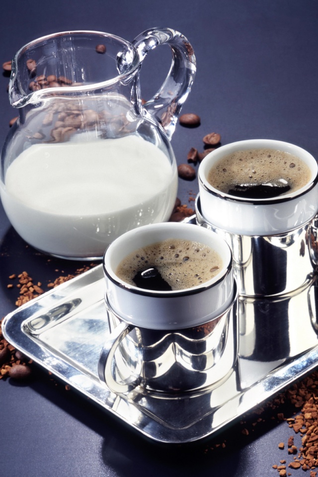 Поднос с кофе обои