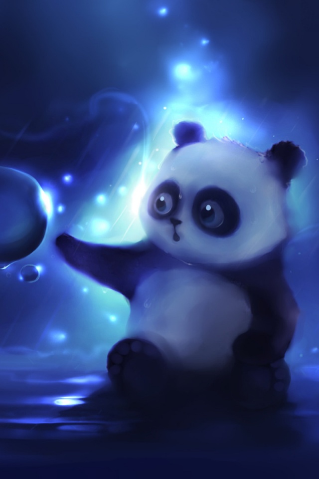 Панда и пузырек обои